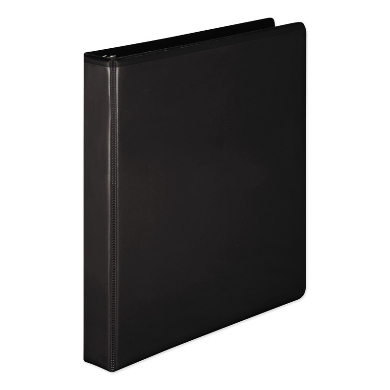 HEAVY-DUTY ROUND RING VIEW BINDER WITH EXTRA-DURABLE HINGE, 3 RINGS, 1" CAPACITY, 11 X 8.5, BLACK