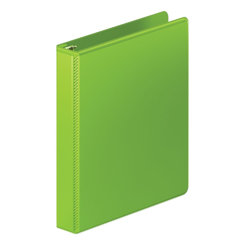 HEAVY-DUTY ROUND RING VIEW BINDER WITH EXTRA-DURABLE HINGE, 3 RINGS, 1" CAPACITY, 11 X 8.5, CHARTREUSE