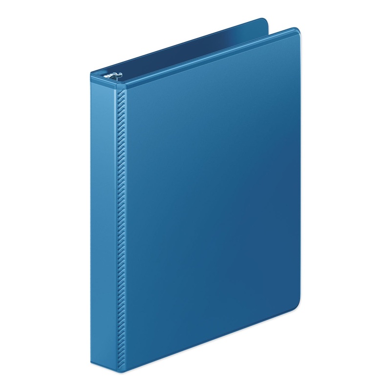 HEAVY-DUTY ROUND RING VIEW BINDER WITH EXTRA-DURABLE HINGE, 3 RINGS, 1" CAPACITY, 11 X 8.5, PC BLUE