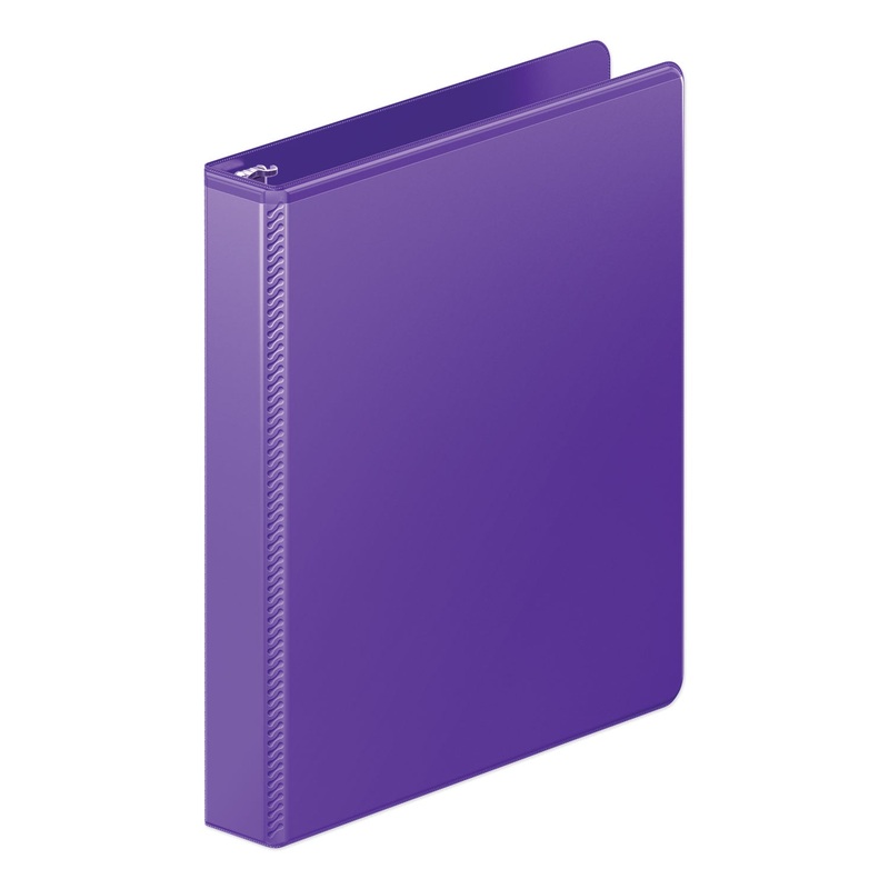 HEAVY-DUTY ROUND RING VIEW BINDER WITH EXTRA-DURABLE HINGE, 3 RINGS, 1" CAPACITY, 11 X 8.5, PURPLE