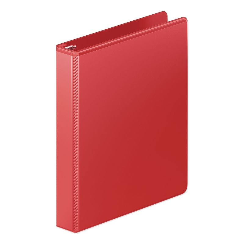 HEAVY-DUTY ROUND RING VIEW BINDER WITH EXTRA-DURABLE HINGE, 3 RINGS, 1" CAPACITY, 11 X 8.5, RED