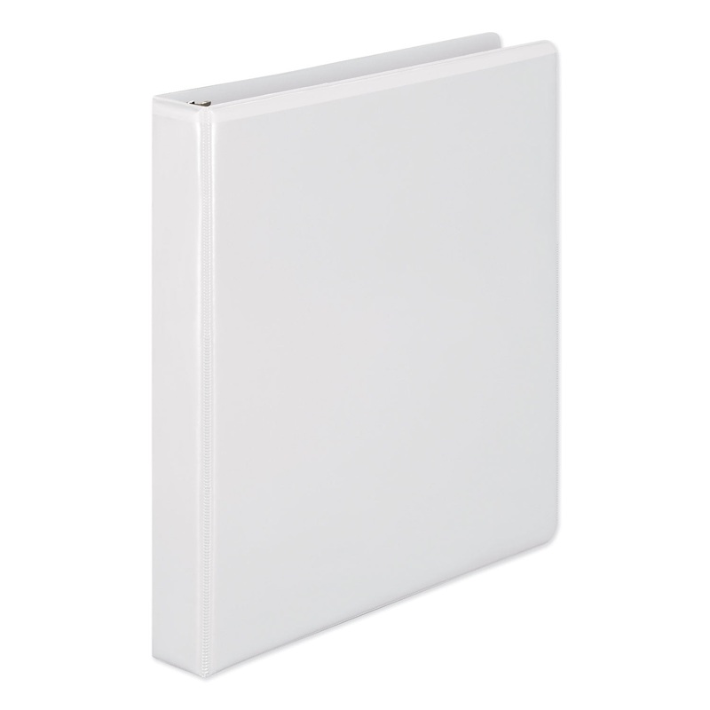 HEAVY-DUTY ROUND RING VIEW BINDER WITH EXTRA-DURABLE HINGE, 3 RINGS, 1" CAPACITY, 11 X 8.5, WHITE