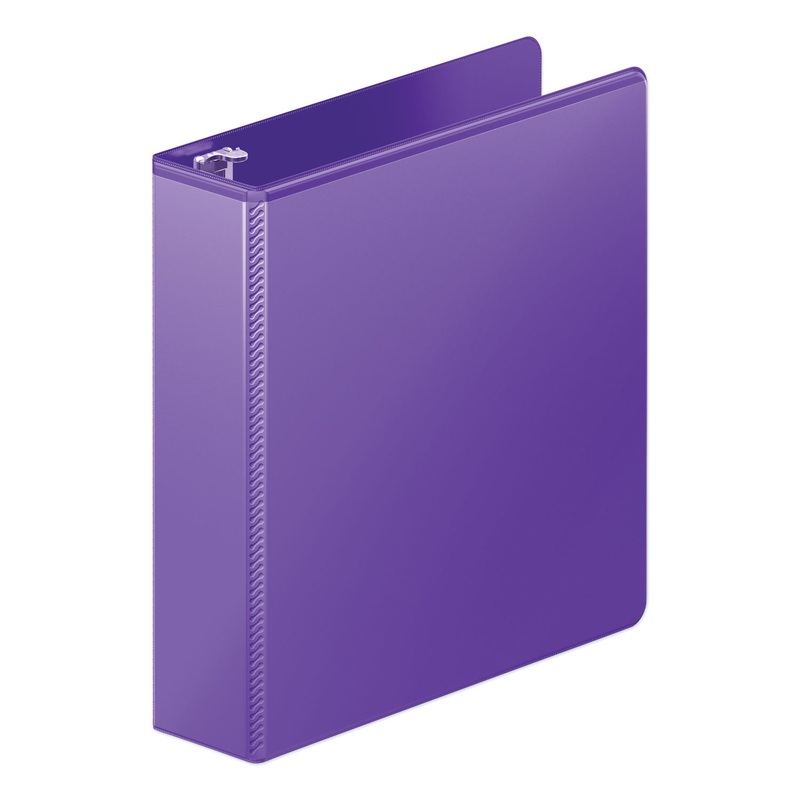 HEAVY-DUTY ROUND RING VIEW BINDER WITH EXTRA-DURABLE HINGE, 3 RINGS, 2" CAPACITY, 11 X 8.5, PURPLE