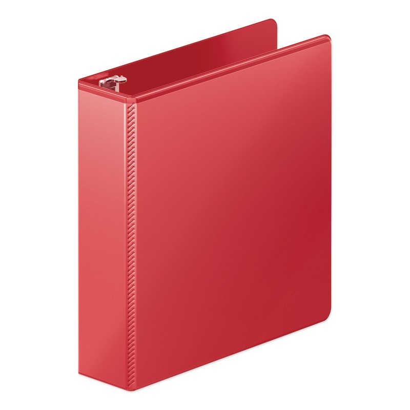 HEAVY-DUTY ROUND RING VIEW BINDER WITH EXTRA-DURABLE HINGE, 3 RINGS, 2" CAPACITY, 11 X 8.5, RED
