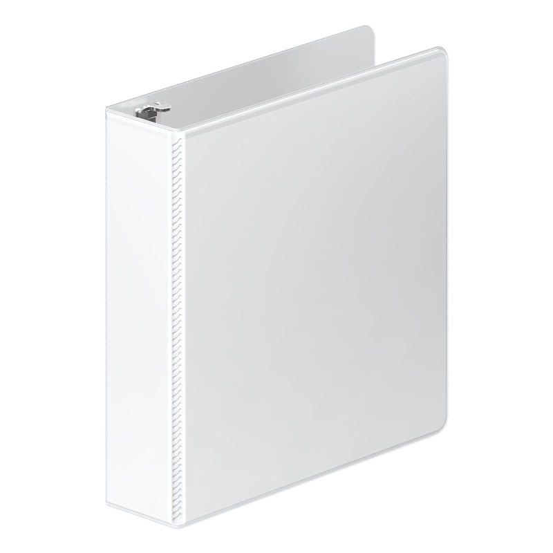 HEAVY-DUTY ROUND RING VIEW BINDER WITH EXTRA-DURABLE HINGE, 3 RINGS, 2" CAPACITY, 11 X 8.5, WHITE