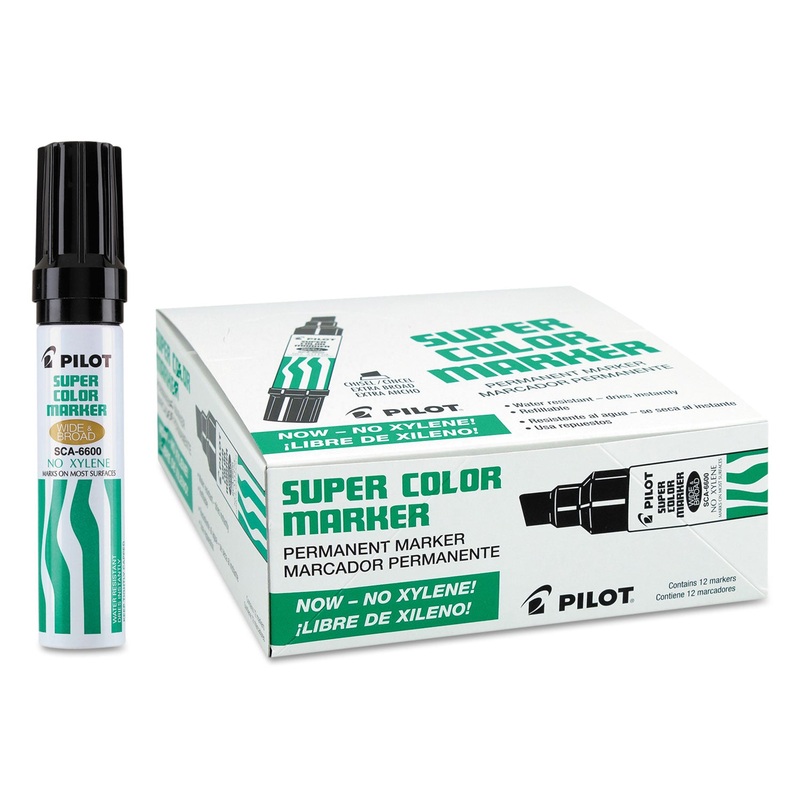 JUMBO REFILLABLE PERMANENT MARKER, BROAD CHISEL TIP, BLACK