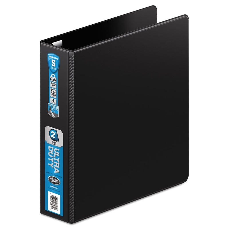 ULTRA DUTY D-RING BINDER, 3 RINGS, 2" CAPACITY, 11 X 8.5, BLACK