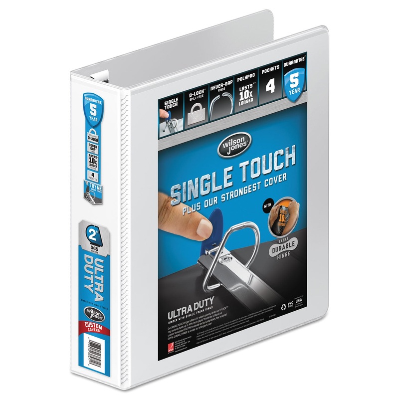 ULTRA DUTY D-RING VIEW BINDER WITH EXTRA-DURABLE HINGE, 3 RINGS, 2" CAPACITY, 11 X 8.5, WHITE