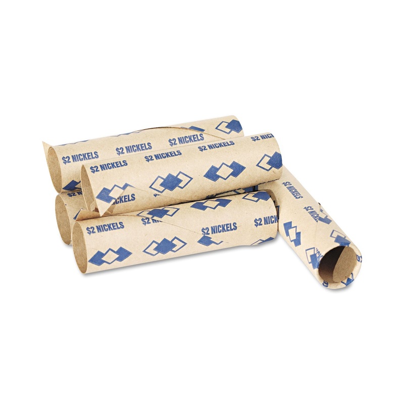 Preformed Tubular Coin Wrappers, Nickels, $2, 1000 Wrappers/carton