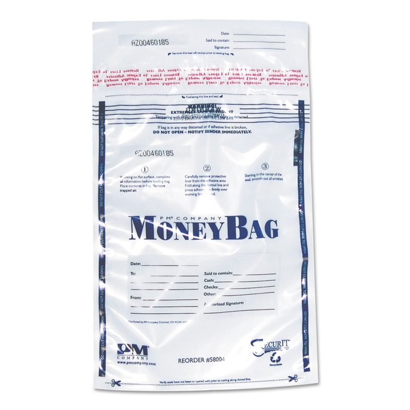 Tamper-Evident Deposit Bags, 12 X 16, Plastic, Clear, 100 Per Pack