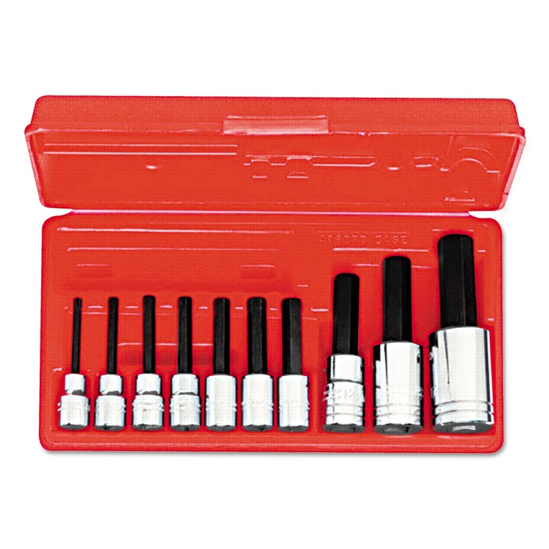10-Piece Hex-Bit Socket Set, Metric, 3/8" Drive, 1/2" Drive, 4mm To 17mm