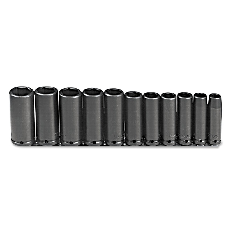 11-Piece Deep Impact Socket Set, Sae, 1/2" Drive, 1/2" To 1 1/8", 6-Point