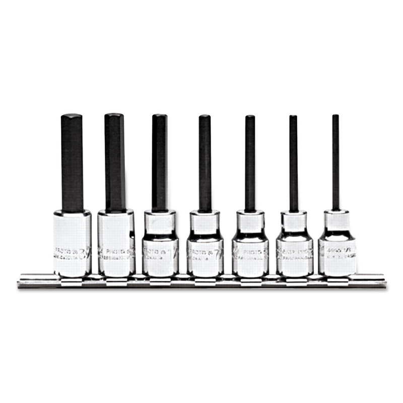 7-Piece Hex-Bit Socket Set, Sae, 3/8" Drive, 1/8" To 3/8"
