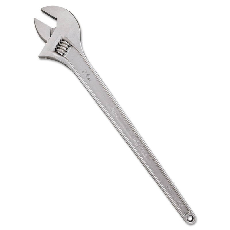 Proto Adjustable Wrench, 24" Long, 2 7/16 Opening, Satin Chrome