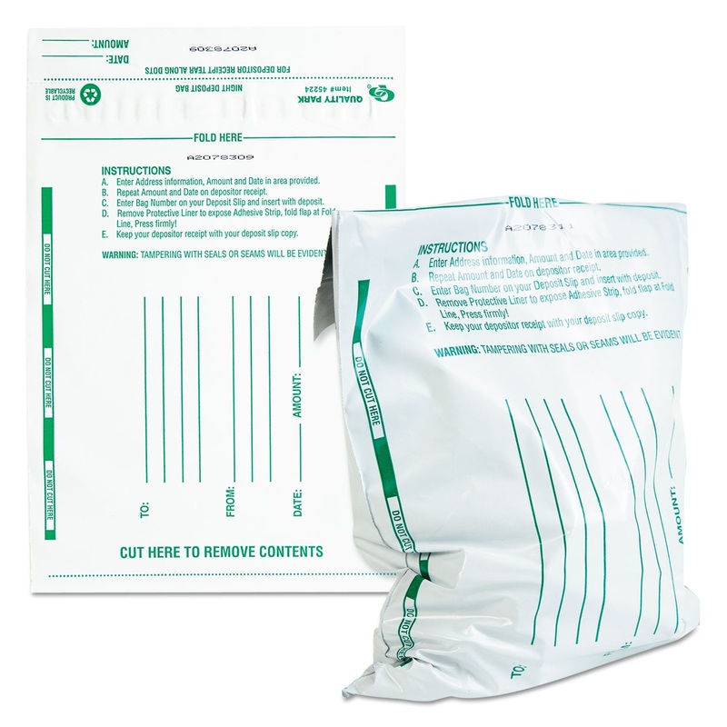 Poly Night Deposit Bags W/tear-Off Receipt, 10 X 13, Opaque, 100 Bags/pack