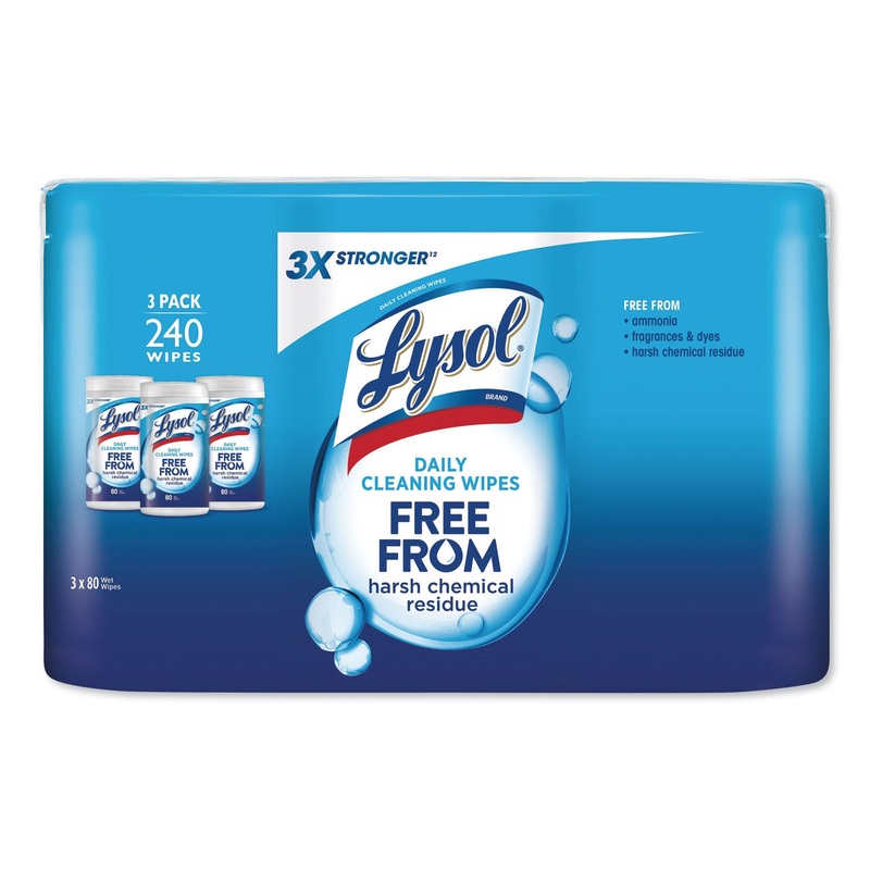 DAILY CLEANSING WIPES, 8" X 7", WHITE, 80 WIPES PER CANISTER, 3 CANISTERS/PACK