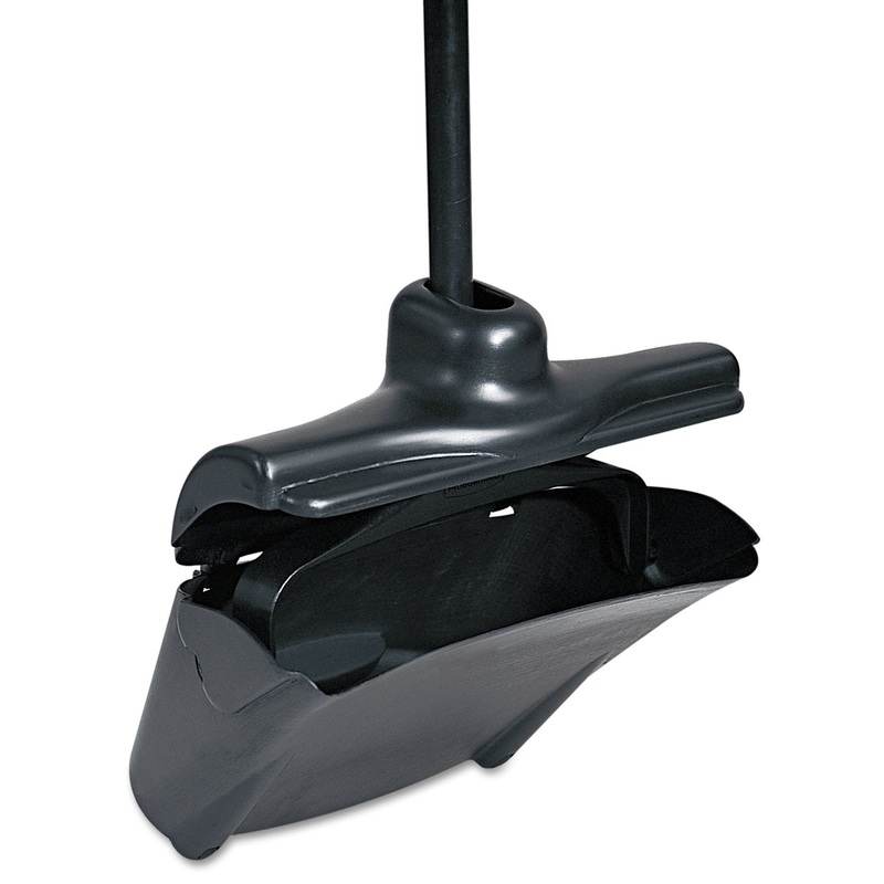 Lobby Pro Upright Dustpan, W/cover, 12 1/2"w, Plastic Pan/metal Handle, Black