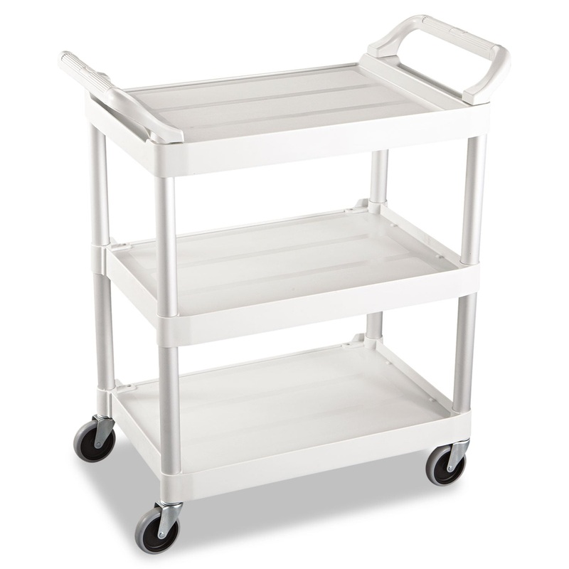 SERVICE CART, 200-LB CAPACITY, THREE-SHELF, 18.63W X 33.63D X 37.75H, OFF-WHITE