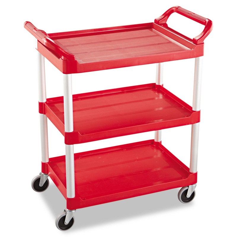 SERVICE CART, 200-LB CAPACITY, THREE-SHELF, 18.63W X 33.63D X 37.75H, RED