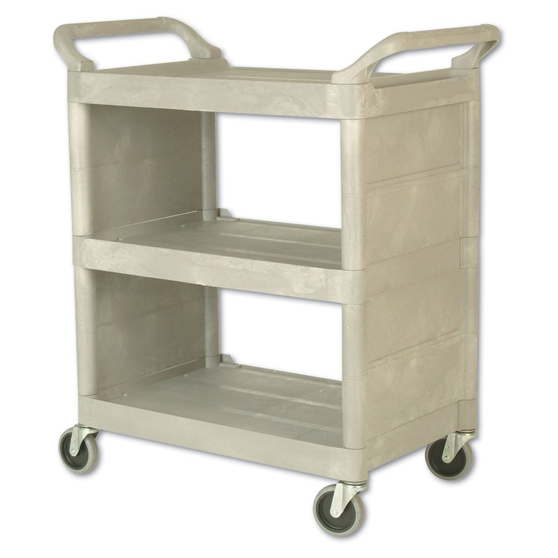 UTILITY CART, 300-LB CAPACITY, THREE-SHELF, 32W X 18D X 37.5H, PLATINUM