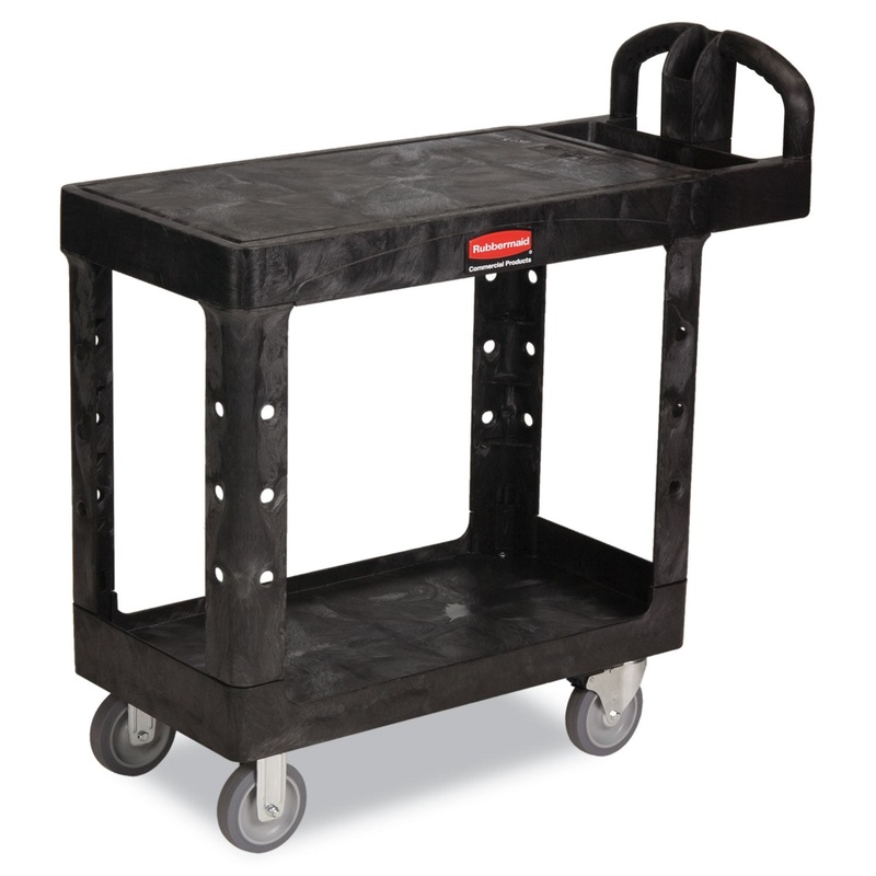 FLAT SHELF UTILITY CART, TWO-SHELF, 19.19W X 37.88D X 33.33H, BLACK