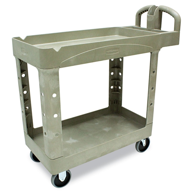 HEAVY-DUTY UTILITY CART, TWO-SHELF, 17.13W X 38.5D X 38.88H, BEIGE