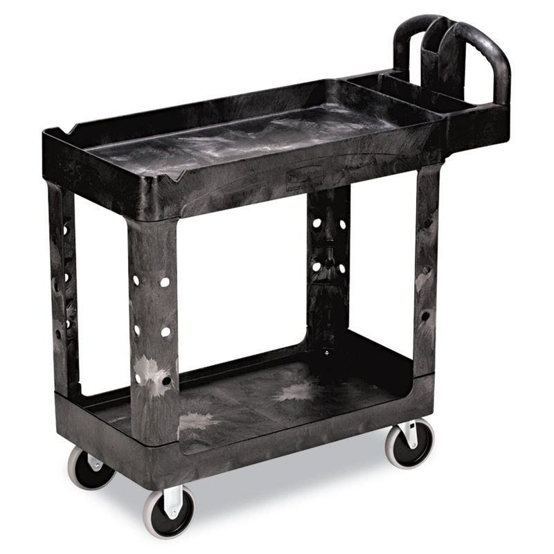 HEAVY-DUTY UTILITY CART, TWO-SHELF, 17.13W X 38.5D X 38.88H, BLACK