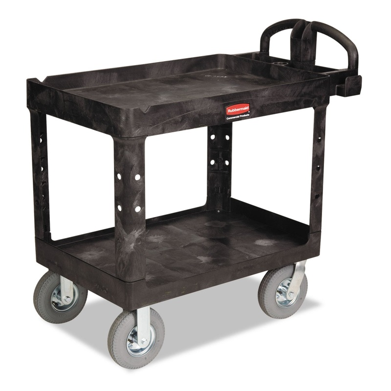 HEAVY-DUTY UTILITY CART, TWO-SHELF, 25.88W X 45.25D X 37.13H, BLACK