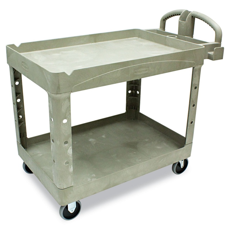 HEAVY-DUTY UTILITY CART, TWO-SHELF, 25.9W X 45.2D X 32.2H, BEIGE