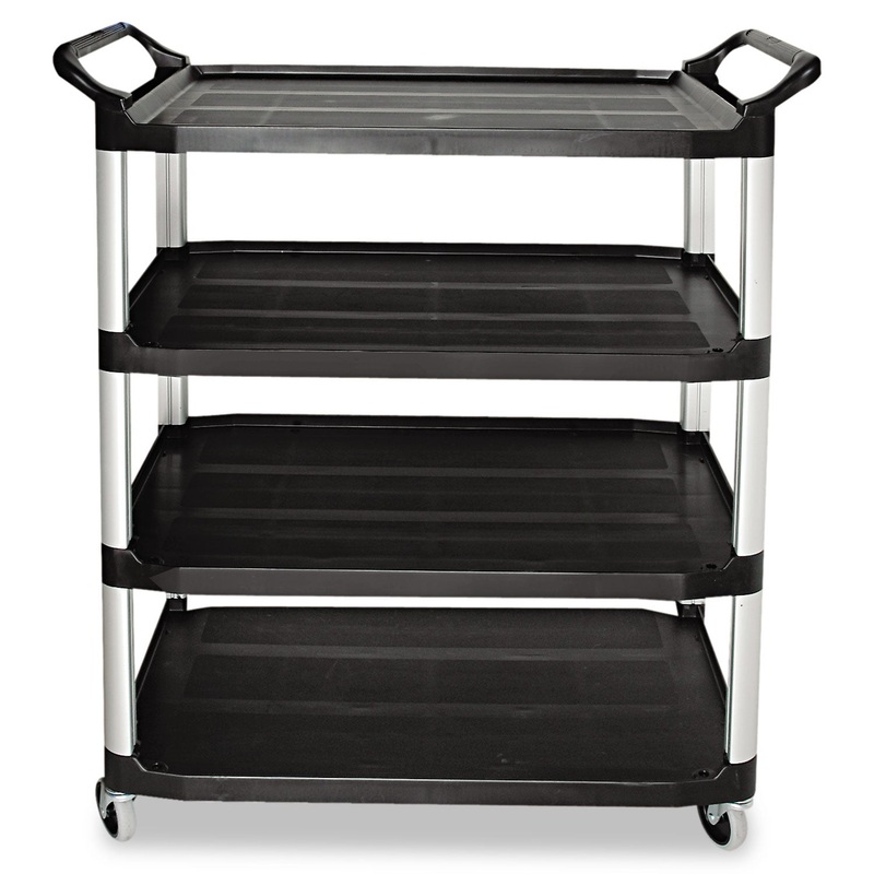 OPEN SIDED UTILITY CART, FOUR-SHELF, 40.63W X 20D X 51H, BLACK
