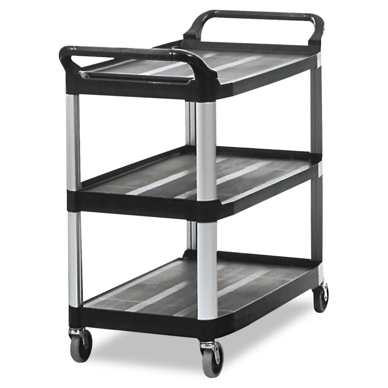OPEN SIDED UTILITY CART, THREE-SHELF, 40.63W X 20D X 37.81H, BLACK