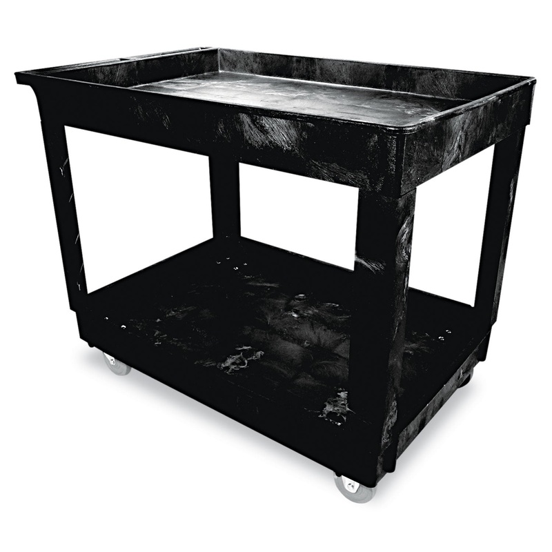 SERVICE/UTILITY CART, TWO-SHELF, 24W X 40D X 31.25H, BLACK
