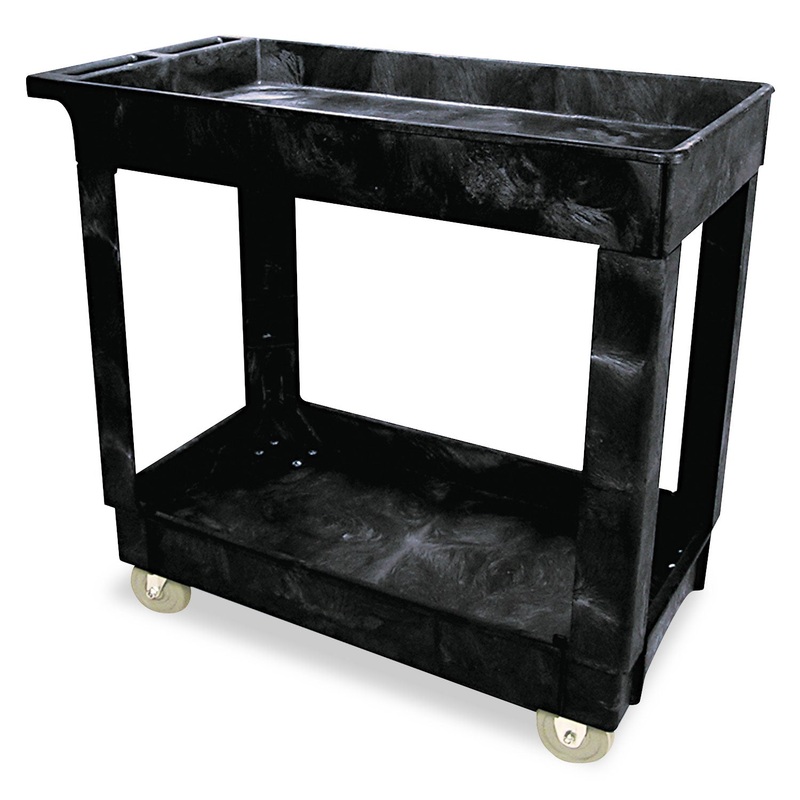 SERVICE/UTILITY CART, TWO-SHELF, 34.13W X 17.38D X 32.38H, BLACK
