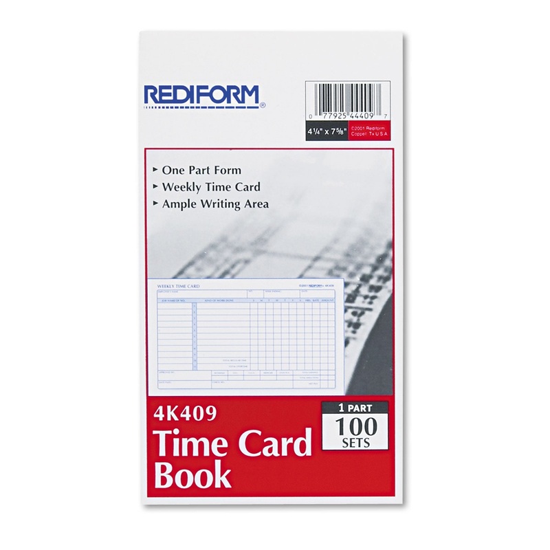 Employee Time Card, Weekly, 4-1/4 X 7, 100/pad