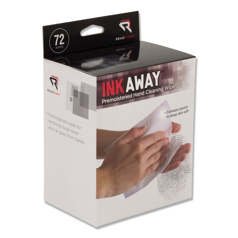 Ink Away Hand Cleaning Pads, Cloth, White, 72/pack