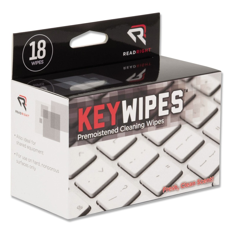 KEYWIPES KEYBOARD AND HAND CLEANER WET WIPES, 5 X 6.88, 18/BOX