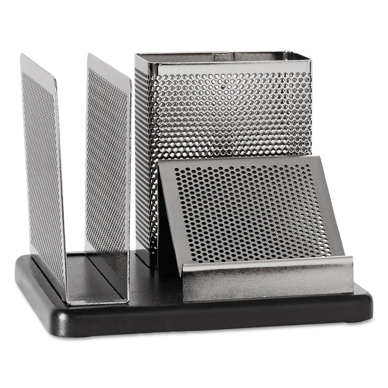 Distinctions Desk Organizer, 5 7/8 X 5 7/8 X 4 1/2, Metal/black