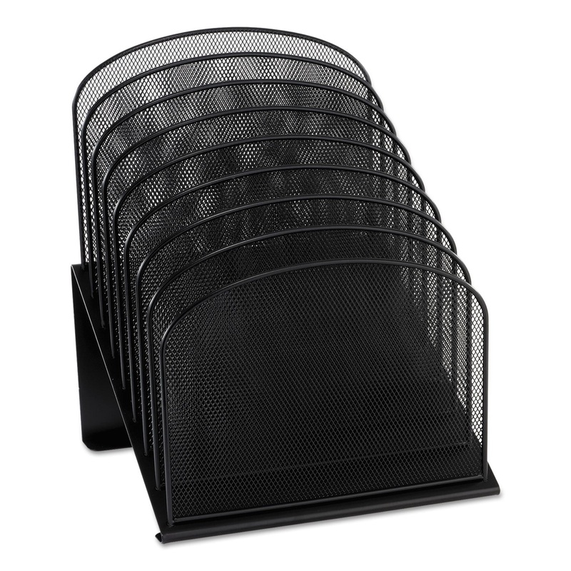 ONYX MESH DESK ORGANIZER WITH TIERED SECTIONS, 8 SECTIONS, LETTER TO LEGAL SIZE FILES, 11.75" X 10.75" X 14", BLACK