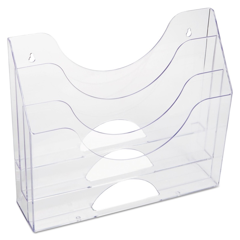 OPTIMIZERS MULTIFUNCTIONAL THREE-POCKET FILE FOLDER ORGANIZER, 3 SECTIONS, LETTER SIZE FILES, 13" X 3.5" X 11.5", CLEAR