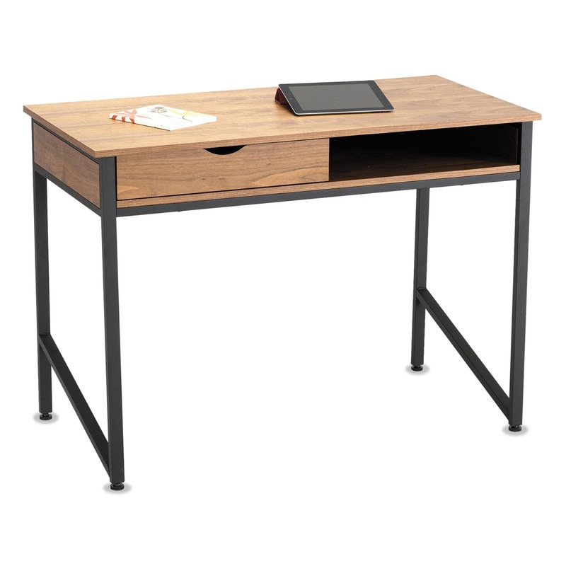 SINGLE DRAWER OFFICE DESK, 43.25W X 21.63D X 30.75H, NATURAL/BLACK