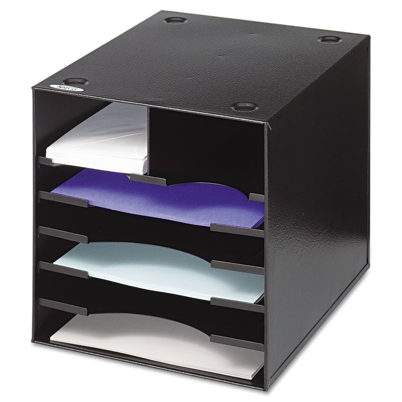 Steel Desktop Sorter, Seven Compartments, Steel, 12 X 12 X 11, Black