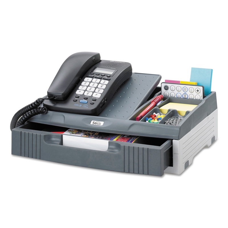 Telephone Organizer Stand, 1 Drawer, 14 3/4 X 10 1/2 X 4 1/4, Gray
