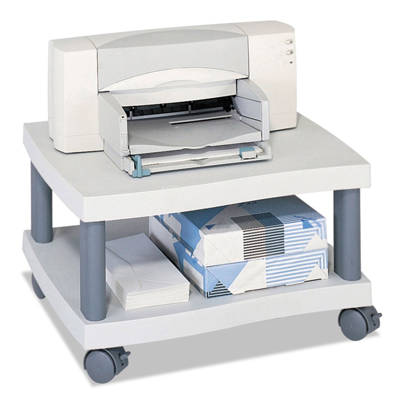 WAVE DESIGN PRINTER STAND, TWO-SHELF, 20W X 17.5D X 11.5H, CHARCOAL GRAY