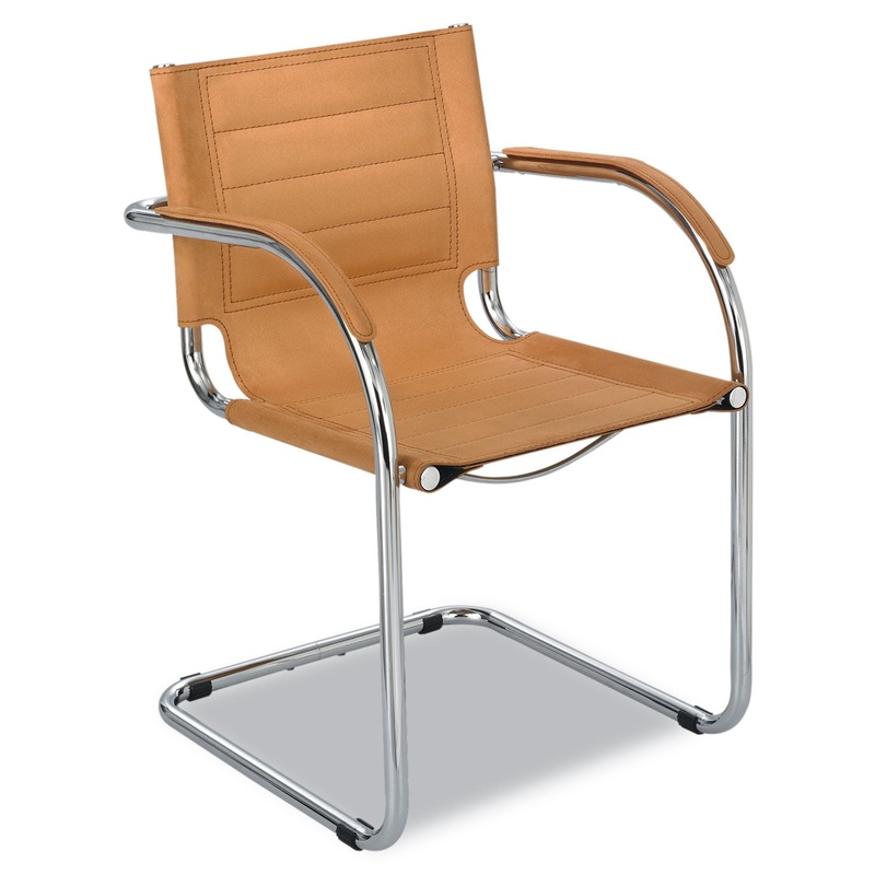 FLAUNT SERIES GUEST CHAIR, 21.5" X 23" X 31.75", CAMEL SEAT/CAMEL BACK, CHROME BASE