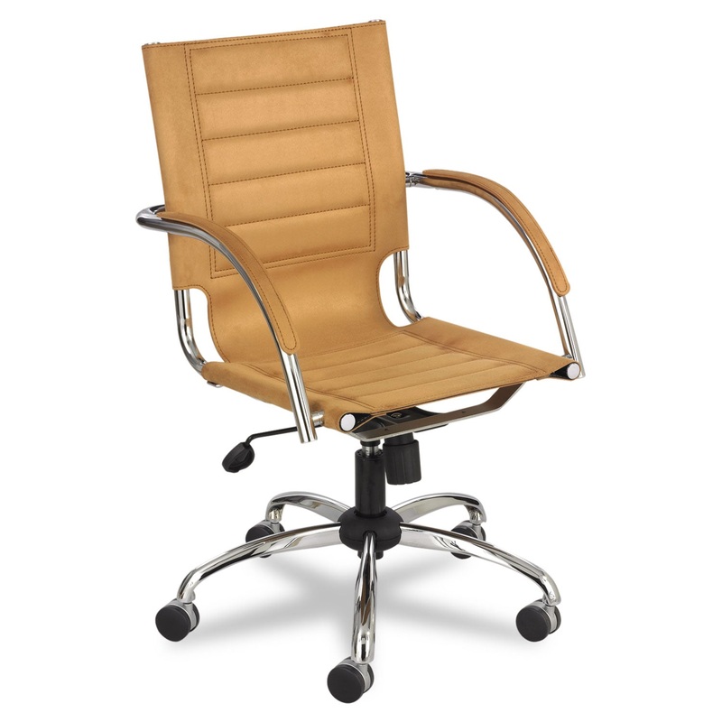 FLAUNT SERIES MID-BACK MANAGER'S CHAIR, SUPPORTS UP TO 250 LBS., CAMEL SEAT/CAMEL BACK, CHROME BASE