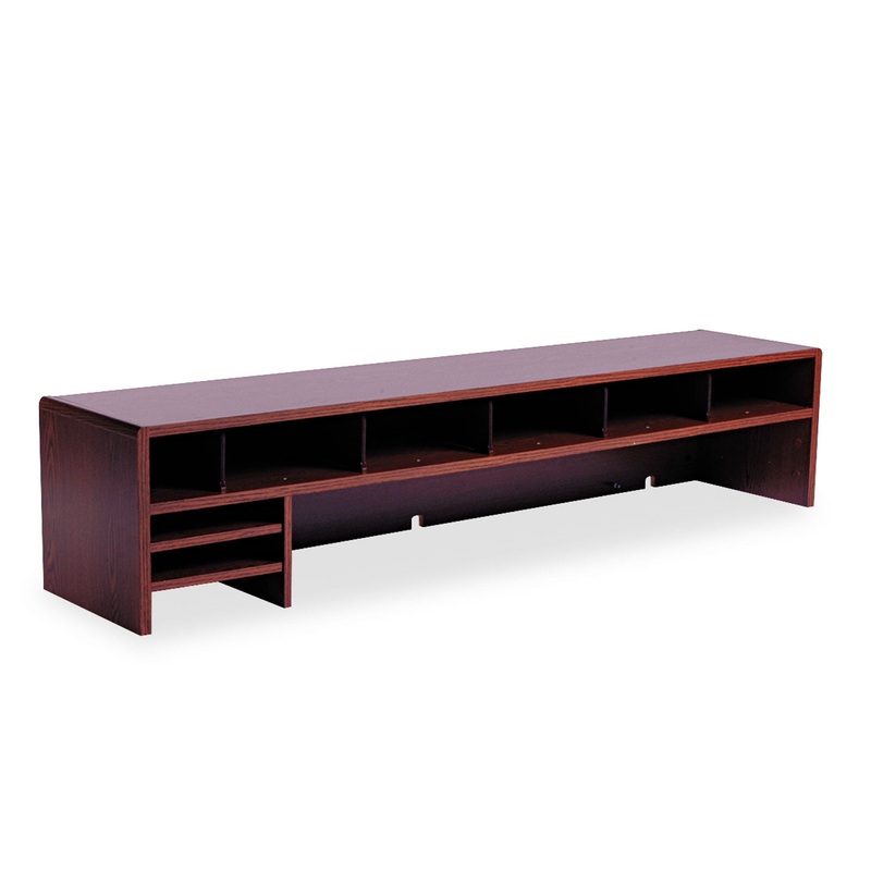 Low-Profile Desktop Organizer, 10 Sections, 57 1/2 X 12 X 12, Mahogany