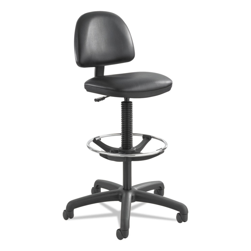 PRECISION EXTENDED-HEIGHT SWIVEL STOOL WITH ADJUSTABLE FOOTRING, 33" SEAT HEIGHT, UP TO 250 LBS., BLACK SEAT/BACK, BLACK BASE