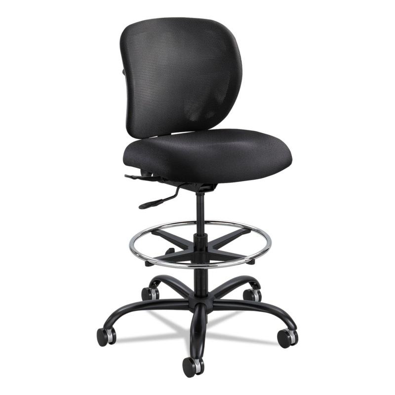 VUE HEAVY-DUTY EXTENDED-HEIGHT STOOL, 32.5" SEAT HEIGHT, SUPPORTS UP TO 350 LBS., BLACK SEAT, BLACK BACK, BLACK BASE