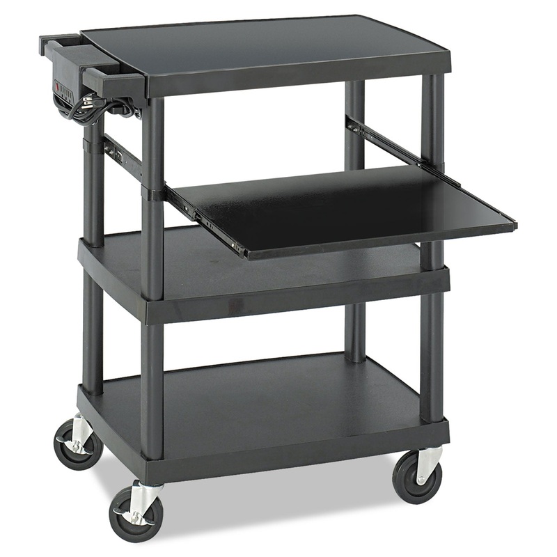 MULTIMEDIA PROJECTOR CART, FOUR-SHELF, 27.75W X 18.75D X 34.75H, BLACK