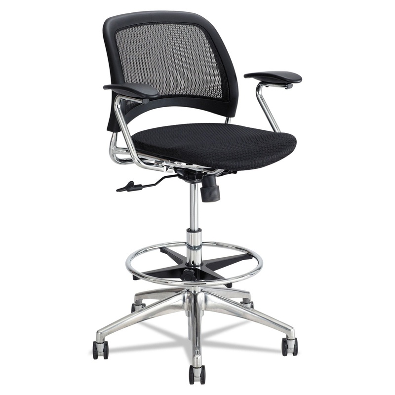 REVE MESH EXTENDED-HEIGHT CHAIR, SUPPORTS UP TO 250 LBS., BLACK SEAT/BLACK BACK, CHROME BASE